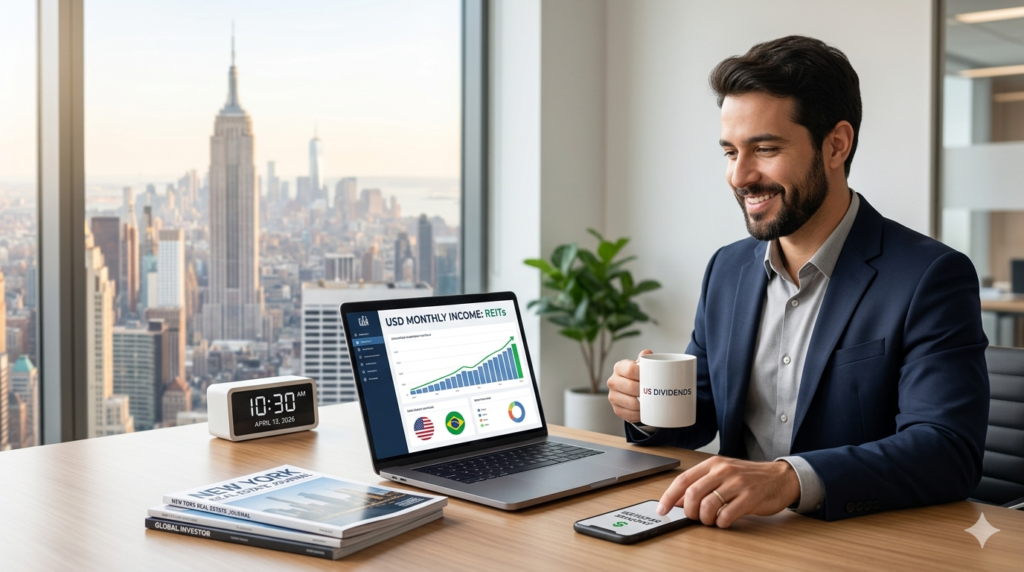ganhando_dividendos_em_dolar-1024x572 Salário em Dólar: Como Receber Dividendos Mensais com os Melhores REITs em 2026