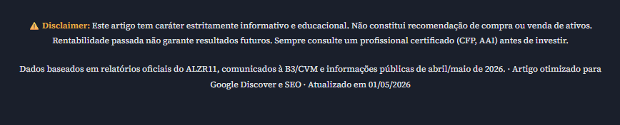 image-4 ALZR11 dispara em 2026: FII com contratos de 10 anos, inquilinos AAA e 9,55% de dividend yield chama atenção